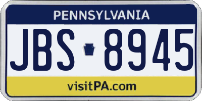 PA license plate JBS8945