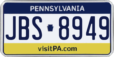 PA license plate JBS8949