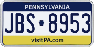 PA license plate JBS8953