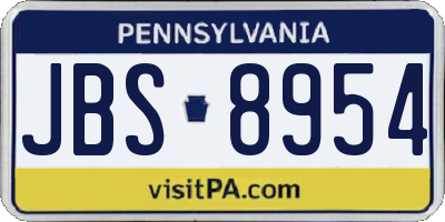 PA license plate JBS8954