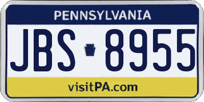 PA license plate JBS8955