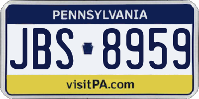 PA license plate JBS8959