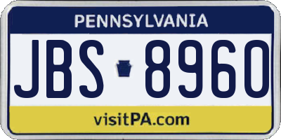 PA license plate JBS8960