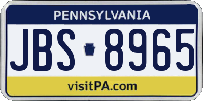 PA license plate JBS8965