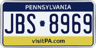 PA license plate JBS8969