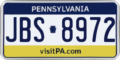 PA license plate JBS8972