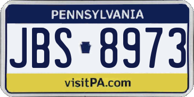 PA license plate JBS8973
