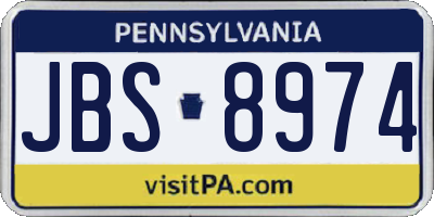 PA license plate JBS8974
