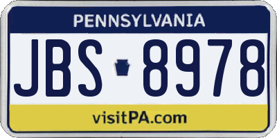 PA license plate JBS8978