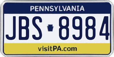 PA license plate JBS8984