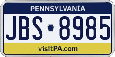 PA license plate JBS8985