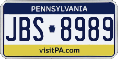 PA license plate JBS8989