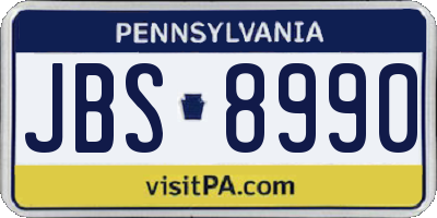 PA license plate JBS8990