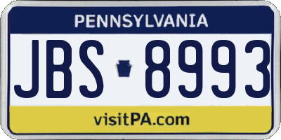 PA license plate JBS8993