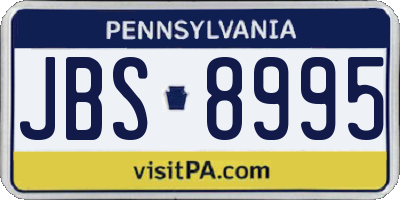 PA license plate JBS8995
