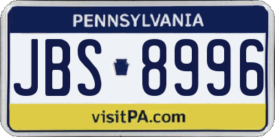 PA license plate JBS8996