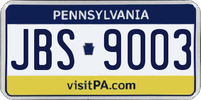 PA license plate JBS9003