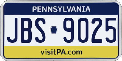 PA license plate JBS9025