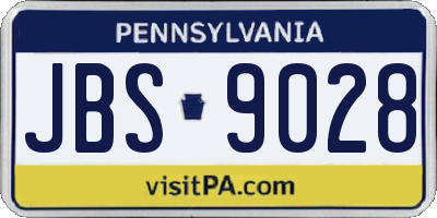 PA license plate JBS9028
