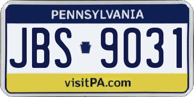 PA license plate JBS9031