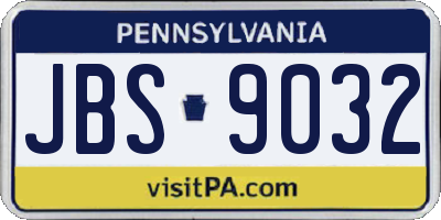 PA license plate JBS9032