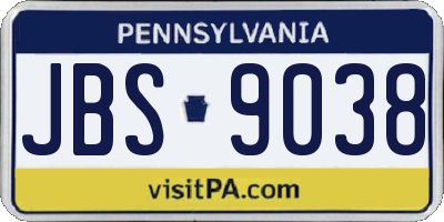 PA license plate JBS9038