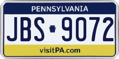 PA license plate JBS9072