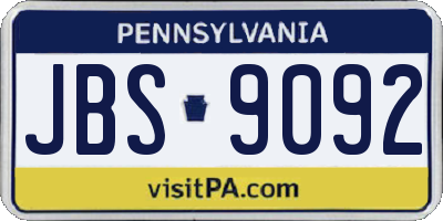 PA license plate JBS9092