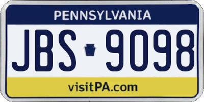 PA license plate JBS9098