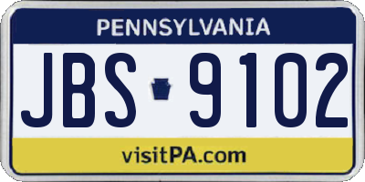 PA license plate JBS9102