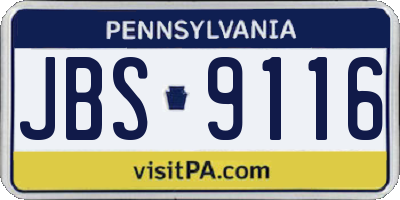 PA license plate JBS9116