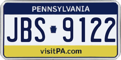 PA license plate JBS9122