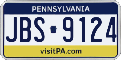 PA license plate JBS9124