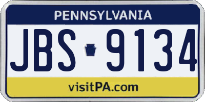 PA license plate JBS9134