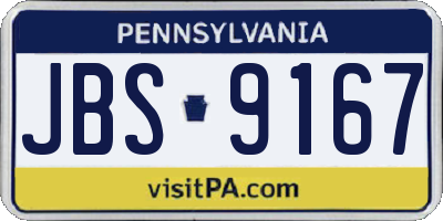PA license plate JBS9167