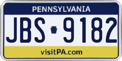 PA license plate JBS9182
