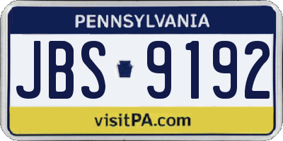 PA license plate JBS9192