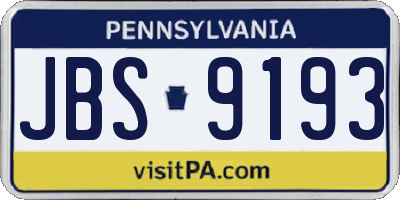 PA license plate JBS9193