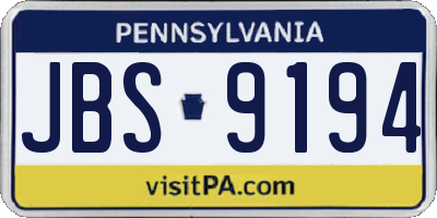 PA license plate JBS9194