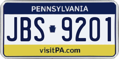 PA license plate JBS9201