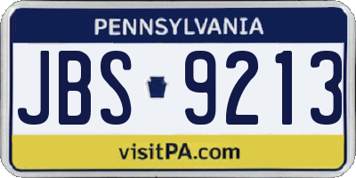 PA license plate JBS9213