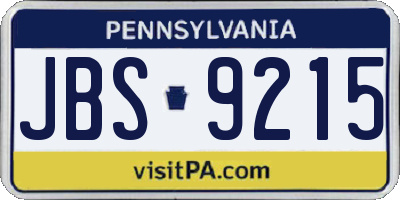 PA license plate JBS9215