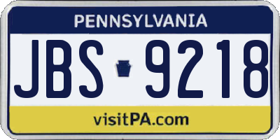 PA license plate JBS9218