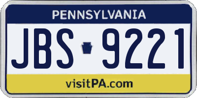 PA license plate JBS9221
