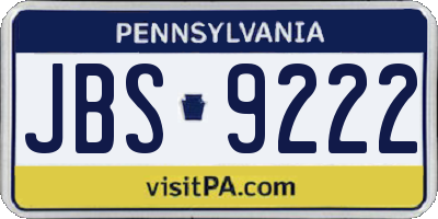 PA license plate JBS9222
