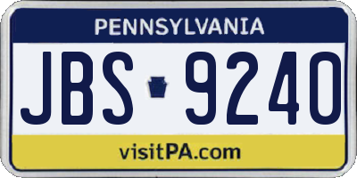 PA license plate JBS9240