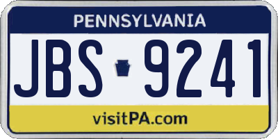 PA license plate JBS9241