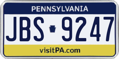 PA license plate JBS9247
