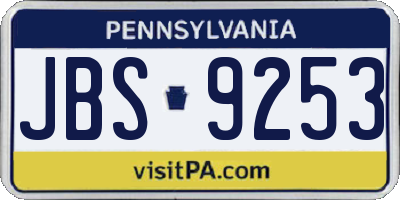 PA license plate JBS9253
