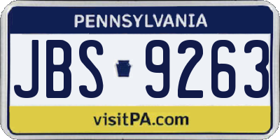 PA license plate JBS9263